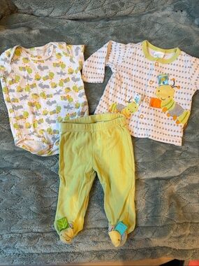 Taggies White Bodysuit with Green & Orange Caterpillar Print